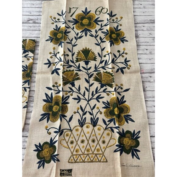 PAIR Vintage Kay Dee 1760 Floral Colonial Linen Kitchen Towels John Gieroch NEW - Picture 5 of 7